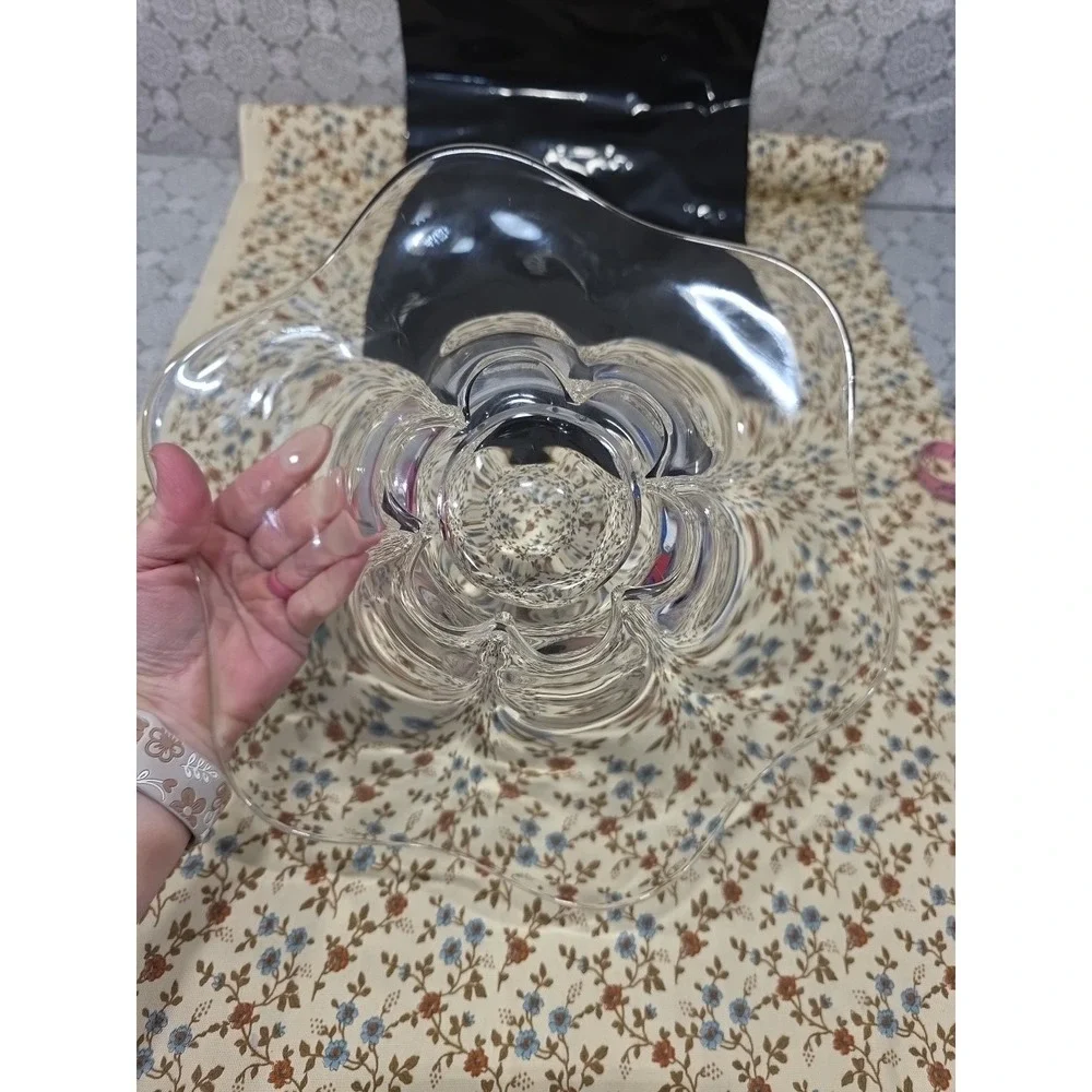 Vintage‎ Elegant Glass Compote Fruit Bowl Flared Centerpiece Ruffle Change